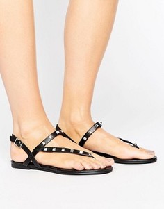 Сандалии на плоской подошве с T-образным ремешком ALDO - Черный
