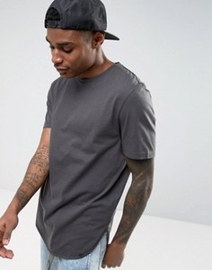Черная свободная футболка с асимметричным краем ASOS - Черный