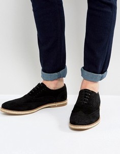 Черные замшевые туфли дерби с перфорацией ASOS - Черный