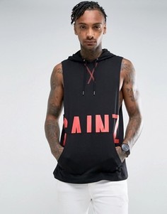 Легкий худи без рукавов с принтом ASOS - Черный