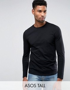 Черный лонгслив с круглым вырезом ASOS TALL - Черный