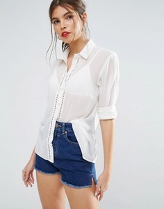 Блузка с кружевной отделкой ASOS - Кремовый