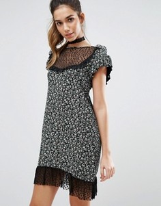 Чайное платье миди с оборками Boohoo Nara - Мульти