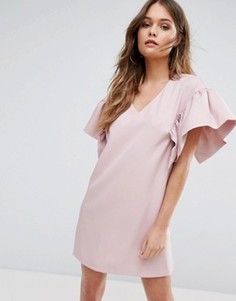 Цельнокройное платье с рукавами-оборками Boohoo - Розовый
