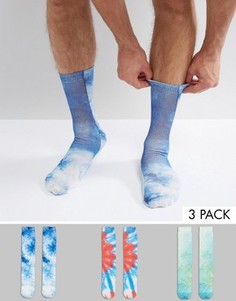 3 пары носков с принтом тай-дай ASOS - Мульти