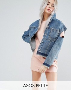 Джинсовая куртка с вырезами на плечах ASOS PETITE - Синий