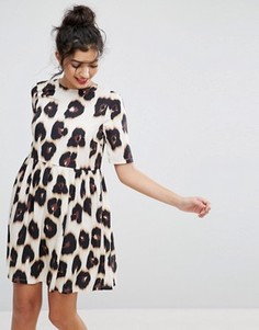 Свободное платье со звериным принтом ASOS - Мульти