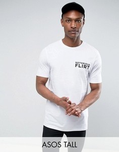 Длинная футболка с принтом Notorious Flirt ASOS TALL - Белый