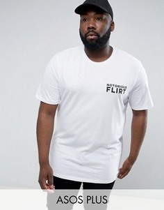 Длинная футболка с принтом Notorious Flirt ASOS PLUS - Белый