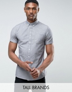 Серая оксфордская рубашка с короткими рукавами Burton Menswear TALL - Серый