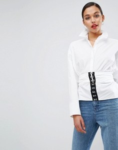 Хлопковая рубашка с корсетной вставкой ASOS PREMIUM - Белый