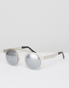 Круглые солнцезащитные очки с планкой сверху Spitfire - Серебряный