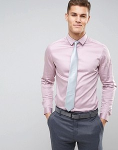 Розовая сатиновая рубашка приталенного кроя ASOS WEDDING - Розовый