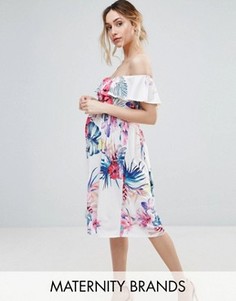 Платье с открытыми плечами и тропическим принтом Bluebelle Maternity - Мульти