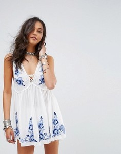 Платье-комбинация с вышивкой Free People Aida - Белый
