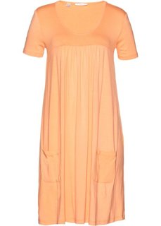 Трикотажное платье-блузон с коротким рукавом (абрикосовый) Bonprix