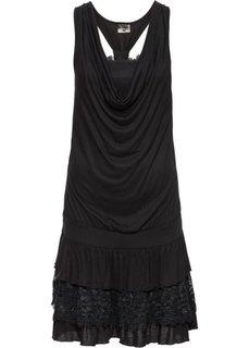 Трикотажное платье с декольте-водопадом (черный) Bonprix