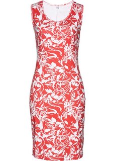 Трикотажное платье (омаровый/белый с принтом) Bonprix