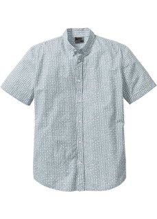Рубашка Regular Fit с коротким рукавом (серебристо-серый/белый с рисунком) Bonprix