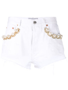 pearl and chain trim shorts Forte Couture