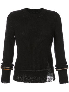 long sleeve distressed knitted sweater Raquel Allegra