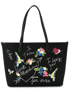 сумка на плечо с вышитыми цветами Love Moschino