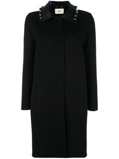 однобортное пальто с заклепками Fendi