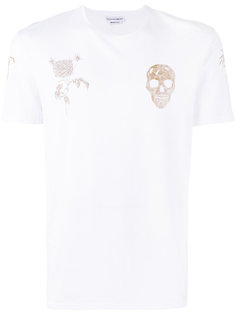 футболка  с вышивкой черепа Alexander McQueen