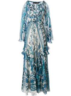 длинное платье с цветочным узором Roberto Cavalli