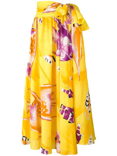 tie waist carp print skirt Jean Louis Scherrer Vintage