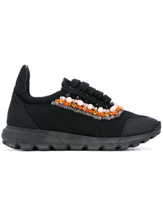 beaded trim lace-up sneakers No Ka Oi