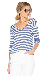 Painterly blue stripe v tee - Stateside