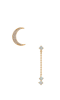 Crescent gold &amp; opal drop earring - Wanderlust + Co