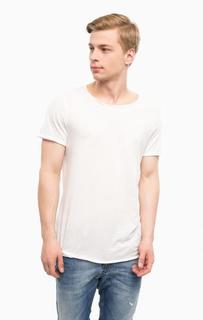 Белая хлопковая футболка с круглым вырезом Drykorn