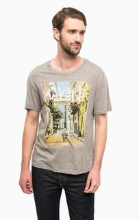 Серая футболка с принтом Mustang