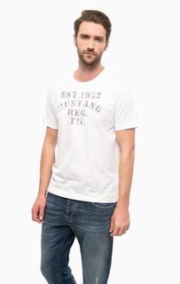 Белая футболка с короткими рукавами Mustang