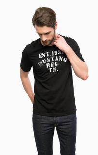 Черная футболка с круглым вырезом Mustang