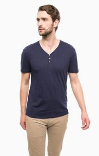 Хлопковая футболка с воротом на пуговицах Guess