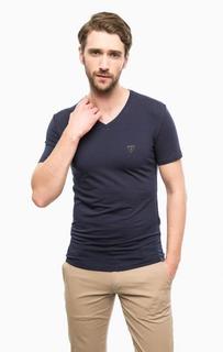 Хлопковая футболка с треугольным вырезом Guess