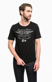 Черная футболка с контрастным принтом Mustang