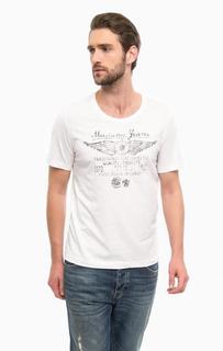 Белая хлопковая футболка с принтом Mustang