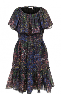 Приталенное платье с открытыми плечами и с принтом Chloé