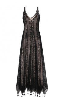 Вязаное шелковое платье с декоративной отделкой Alexander McQueen
