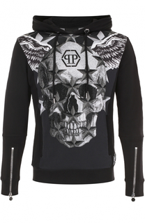 Хлопковое худи с декоративной отделкой Philipp Plein