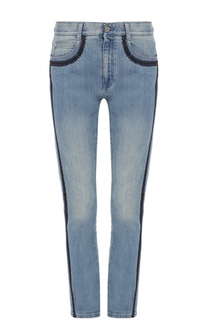 Укороченные джинсы с потертостями и лампасами Stella McCartney