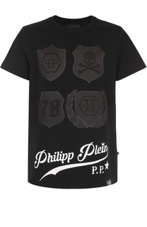 Хлопковая футболка свободного кроя с принтом Philipp Plein