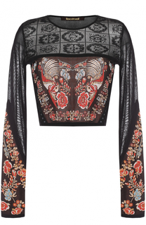 Вязаный топ с кружевными вставками и длинным рукавом Roberto Cavalli