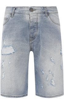 Джинсовые шорты свободного кроя с потертостями Armani Jeans