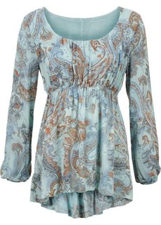 Блуза с принтом с длинным рукавом (мятный с рисунком) Bonprix