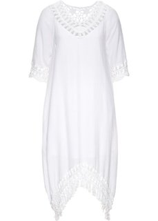 Платье с плетеной отделкой (белый) Bonprix